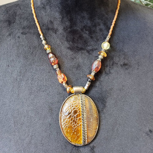 Women Brown Tiger Eye Round Cabochon Pendant Necklace Jewelry with Lobster Clasp