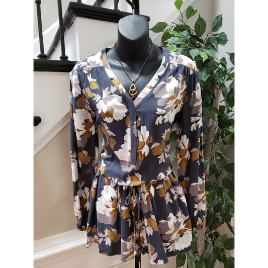 Old Navy Womens Multicolor Floral Polyester Long Sleeve Beachy Coastal Romper XS
