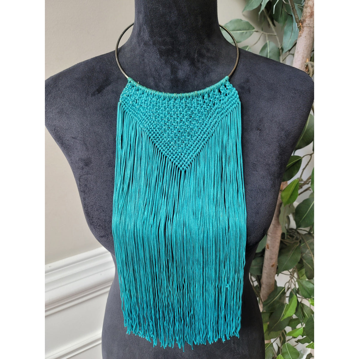 Women's Handmade Macrame Fringe Necklace With Lobster Clasp Boho Statement