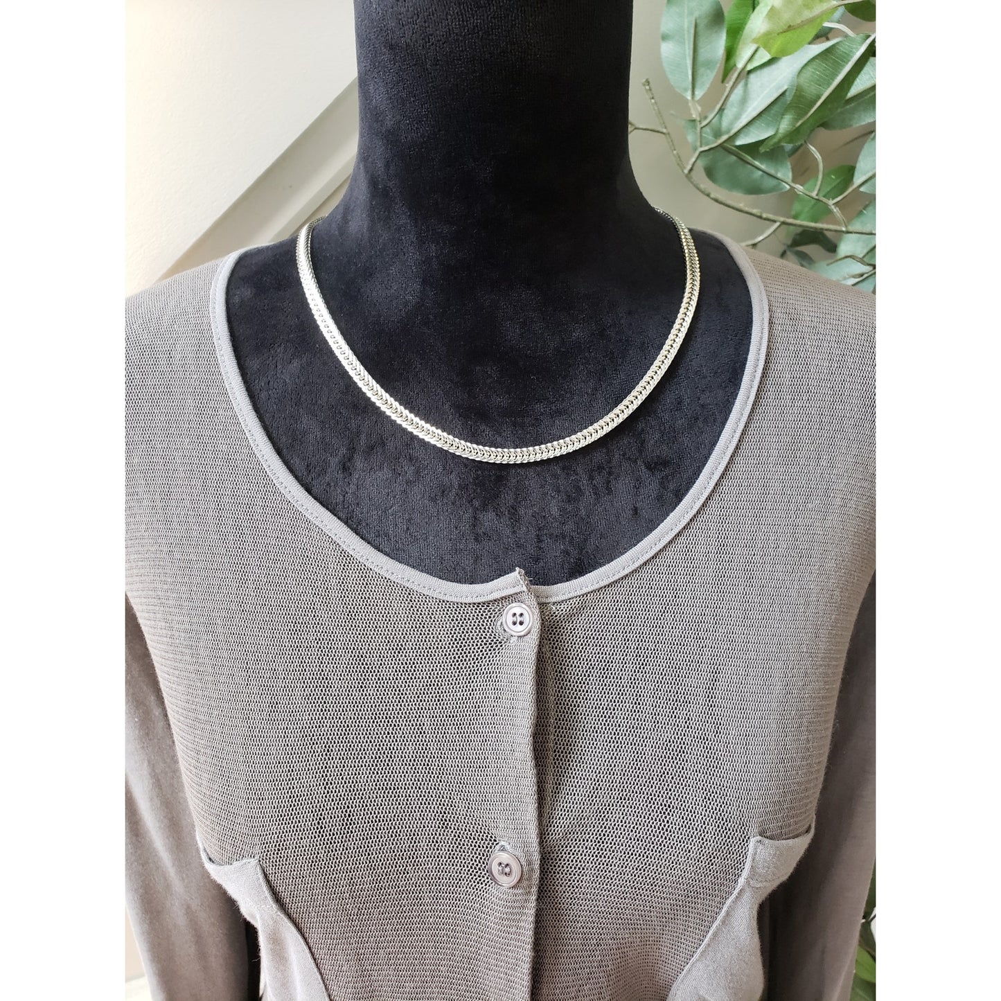 Luna Sweater Womens Gray Mesh Knit Long Sleeve Chest Pockets Button Front M
