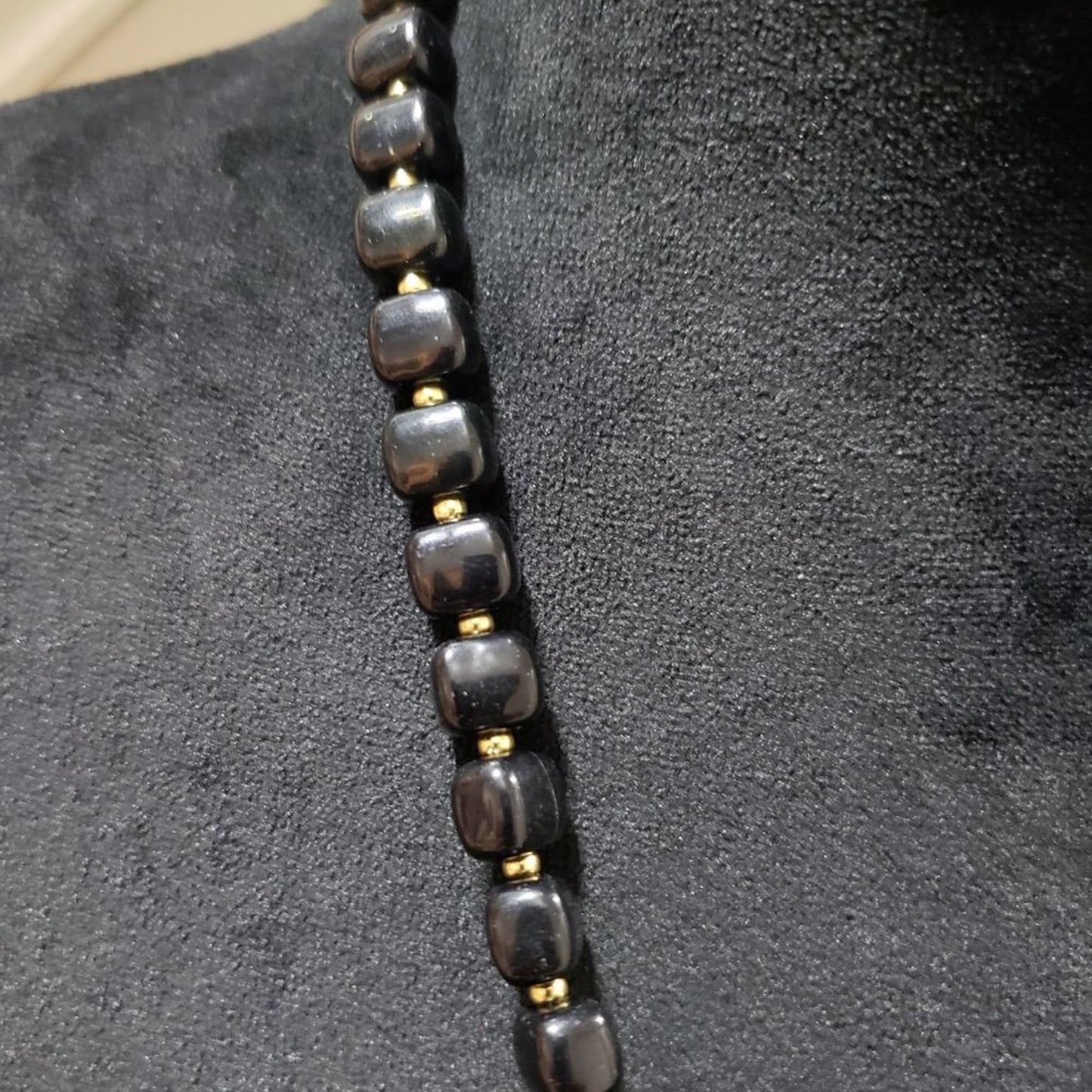 Women's Black Round Shape Beaded Statement with Lobster Clasp Necklace