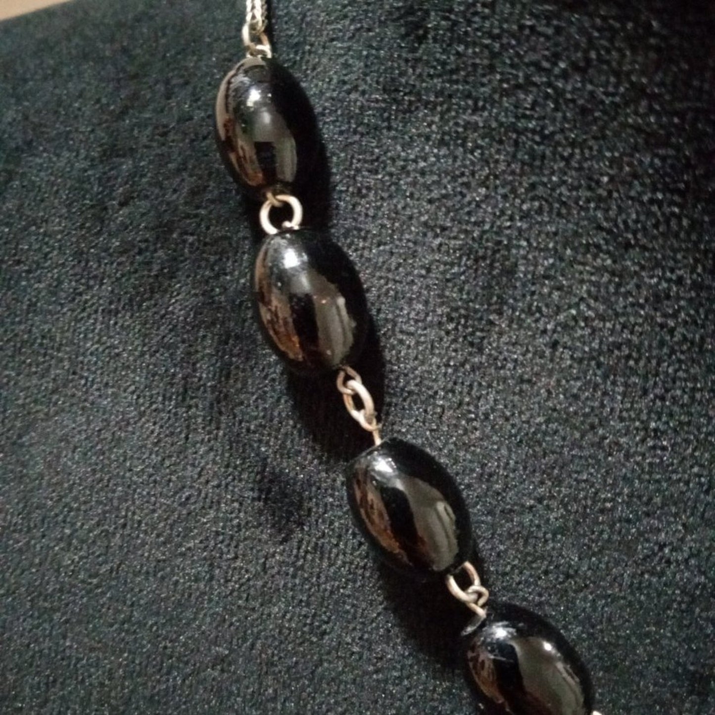 Women Fashion Chunky Black Rhinestones Beaded Collar Necklace with Lobster Clasp