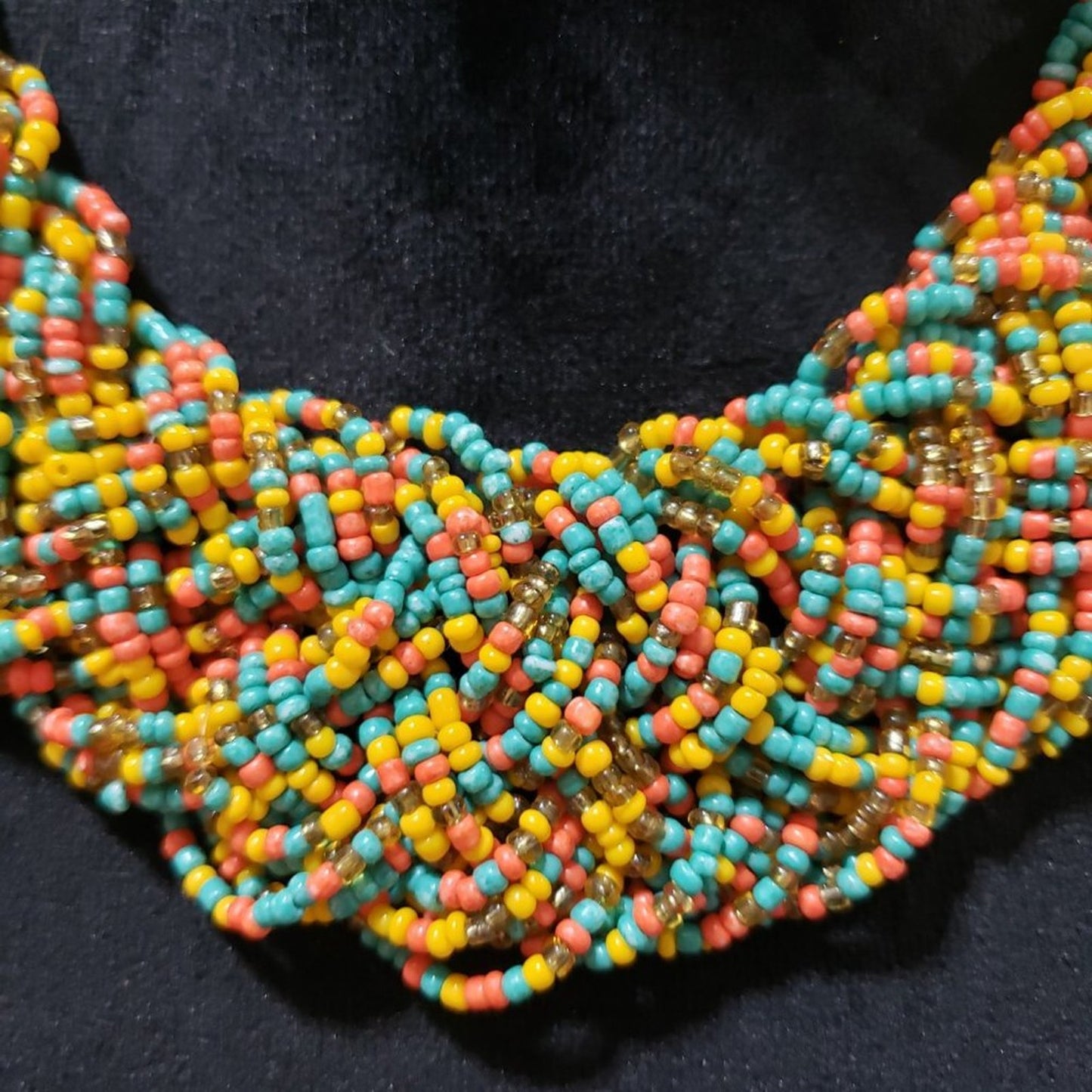 Women Fashion Bohemian Style Multi Strand Braided Colorful Beads Choker Necklace
