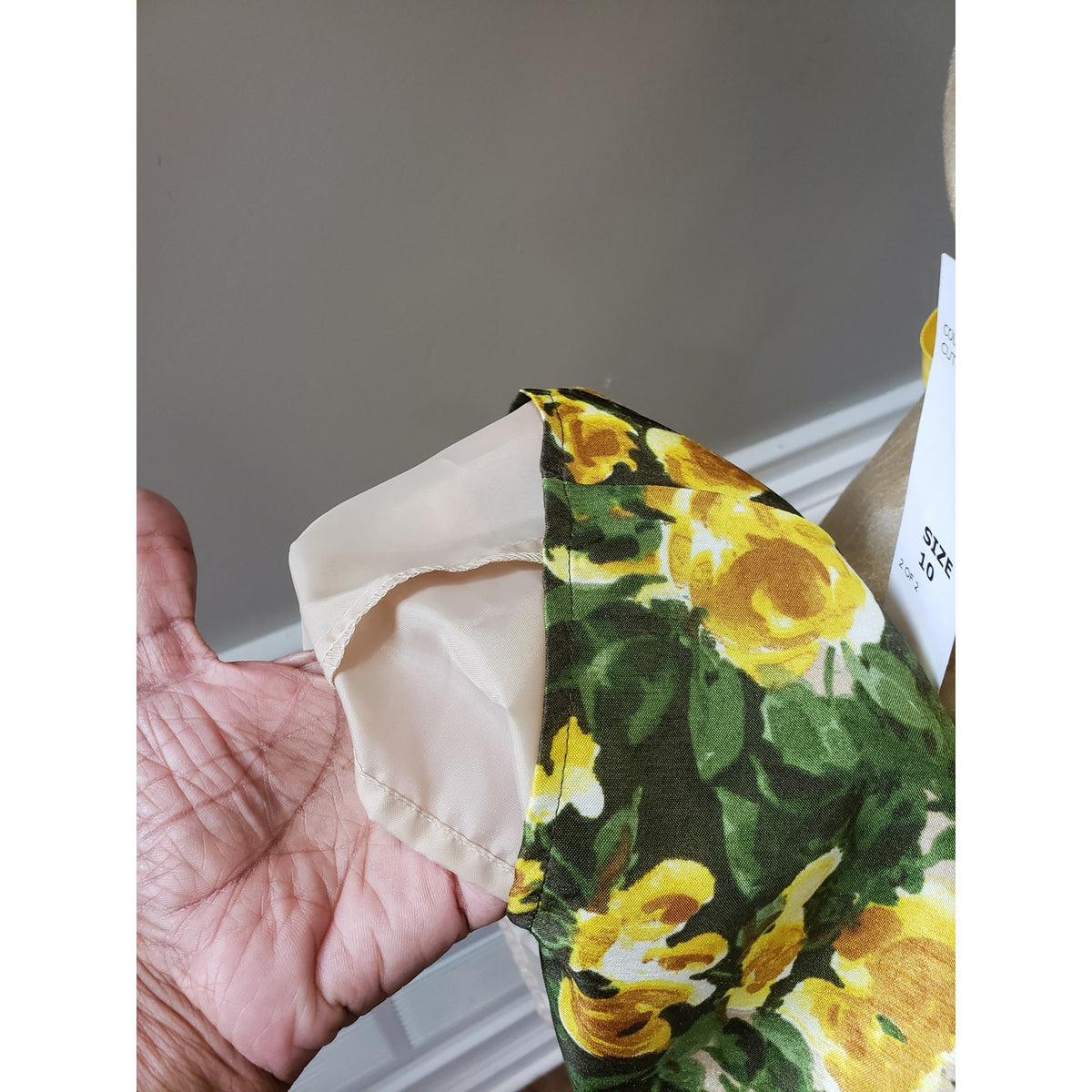 Annalee + Hope Shift Dress Womens 10 Yellow Floral Bow Waist Scoop Neck Back Zip