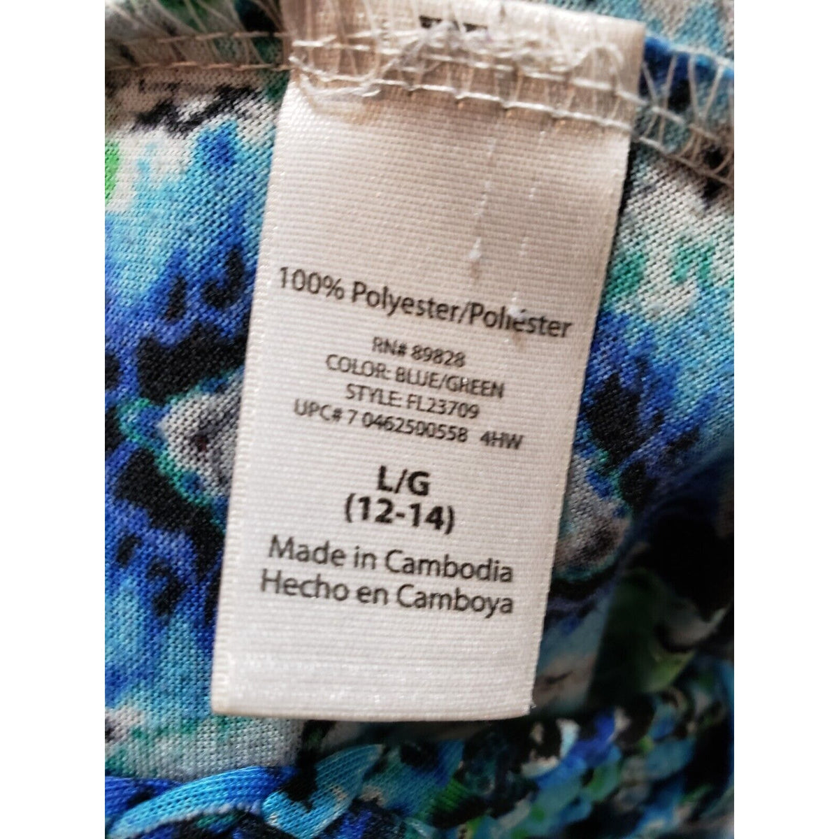 Faded Glory Women's Multicolor Polyester Scoop Neck Sleeveless Long Maxi Dress L