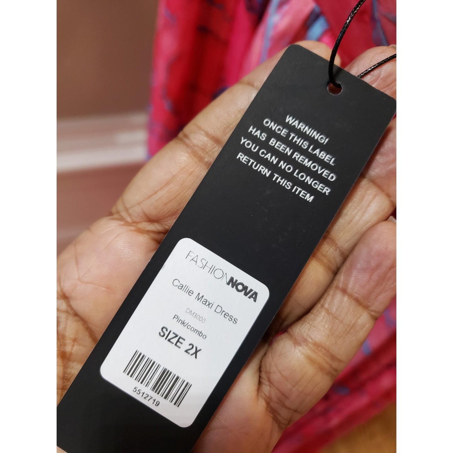 Fashion Nova Callie Maxi Dress Womens 2X Pink Empire Waist Pleated Cross Back