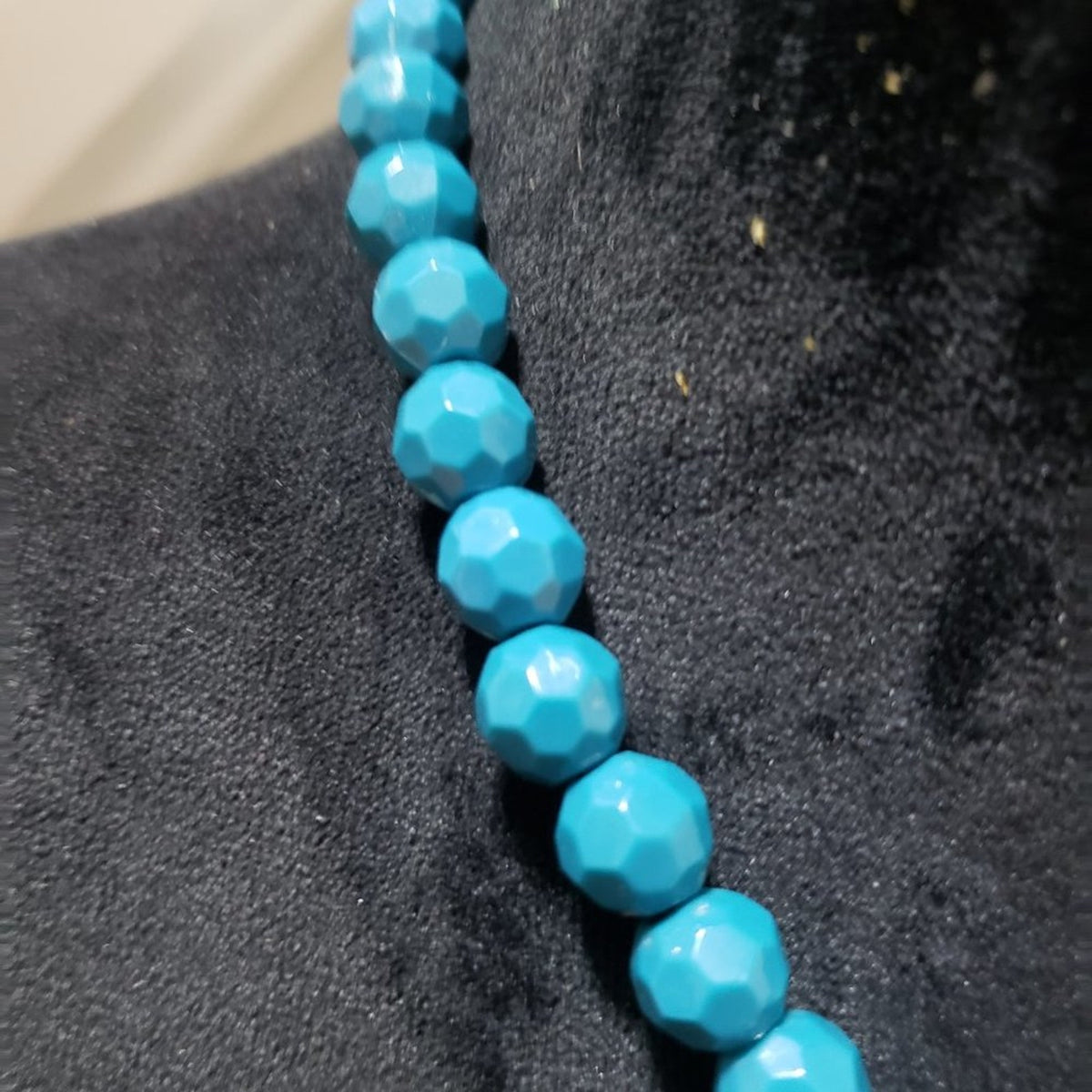Women's Fashion Blue Turquoise Stone Beaded Big Heart Pendant Necklace