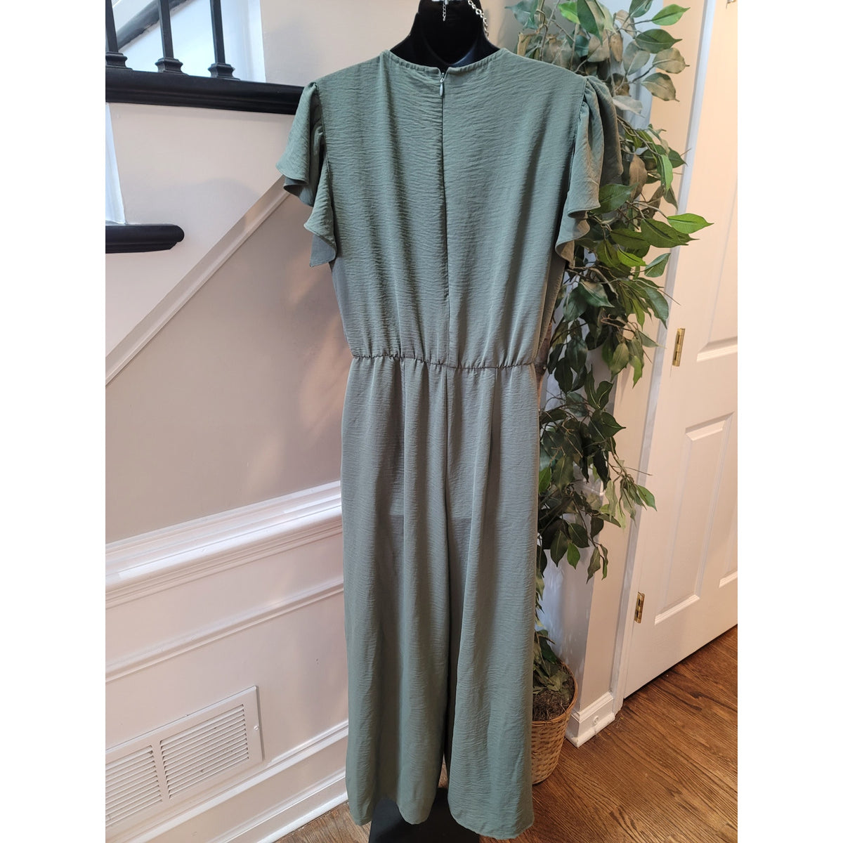 MSK Romper Women's Size Medium Olive Green 100% Polyester Short Sleeves Jumpsuit