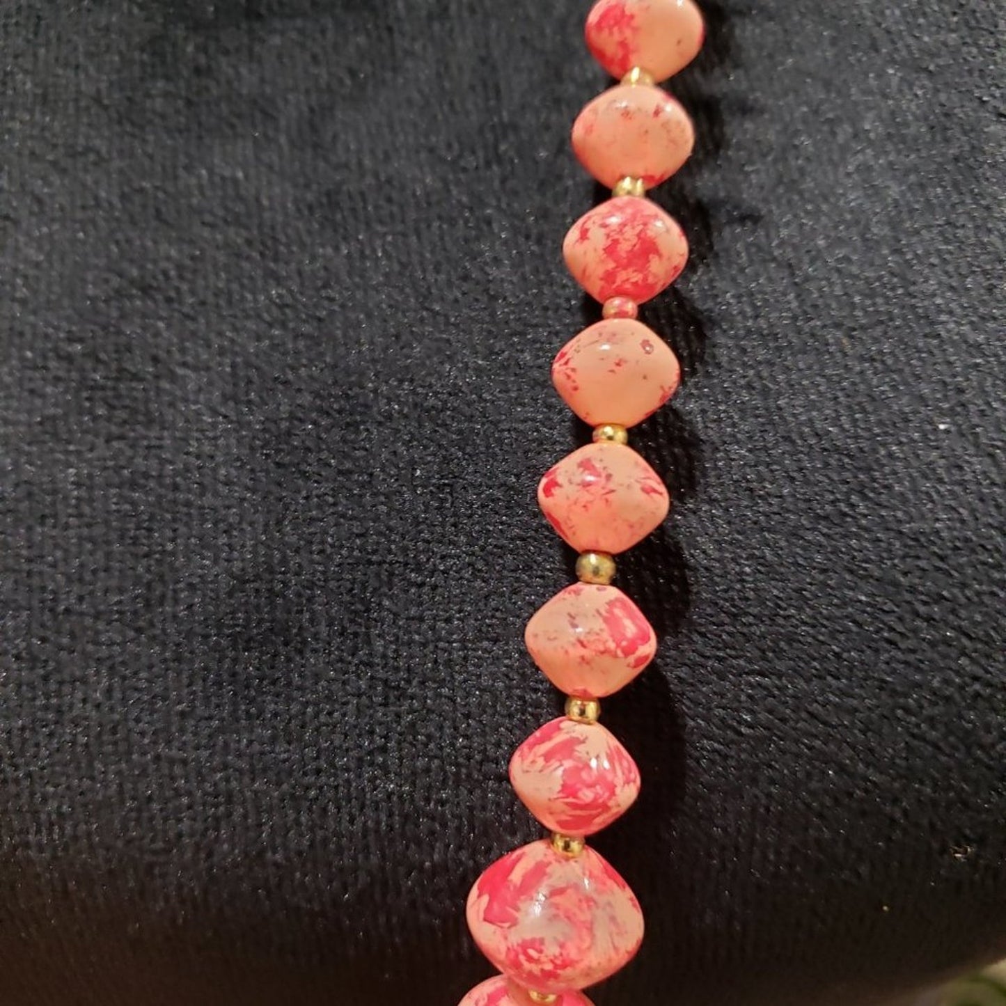 Women's Fashion Natural Ruby Pink Round Beaded Long Necklace with Round Clasp