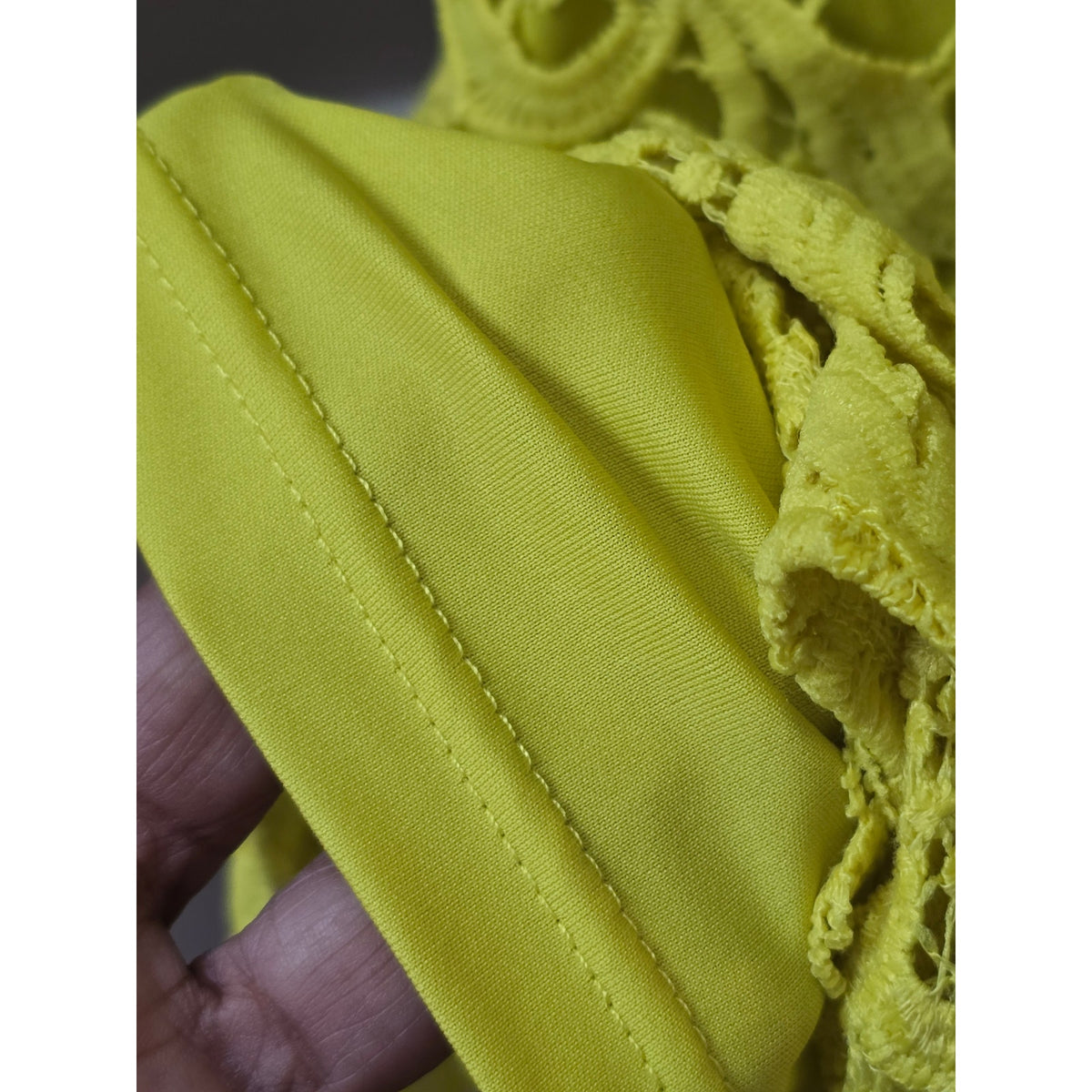 Midi Dress Womens Chest XS Yellow Floral Crochet Lace Back Zipper Halter Neck .