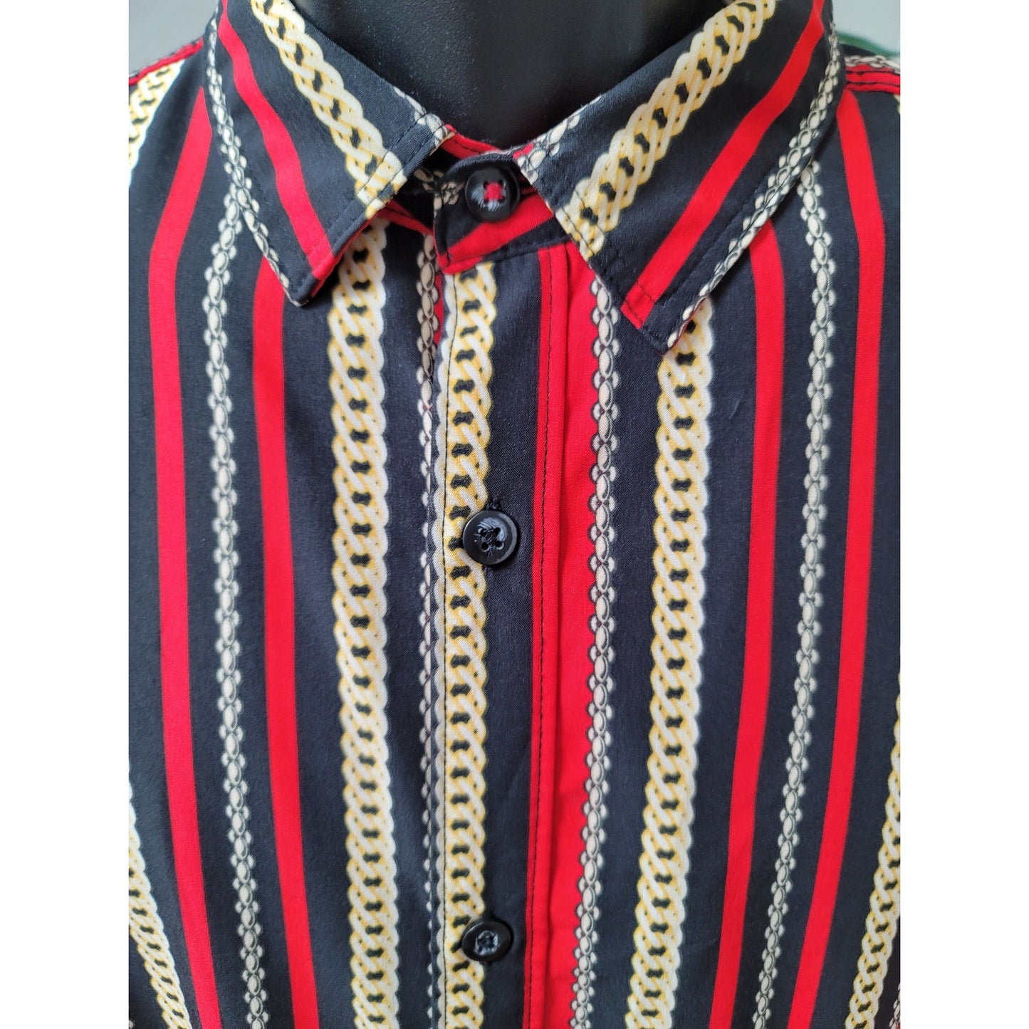 Drill Clothing Company Button Down Shirt Men's Size Large Red Black Stripes