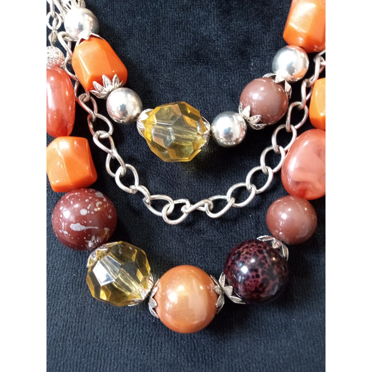 Multicolor Chunky Beaded Statement Necklace Layered Chain Boho Collar Necklace