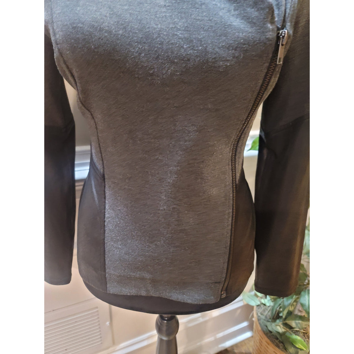 Jessica Moto Jacket Womens Small Black Asymmetrical Zip Faux Leather Long Sleeve