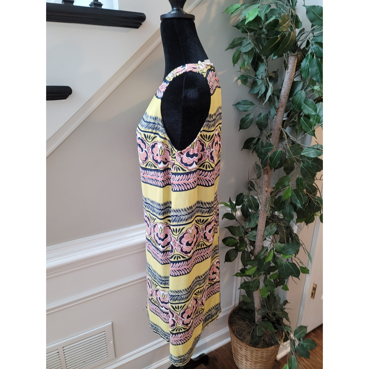 Loft Sheath Dress Women Size M Yellow Pink Blue Floral Print Sleeveless Summer