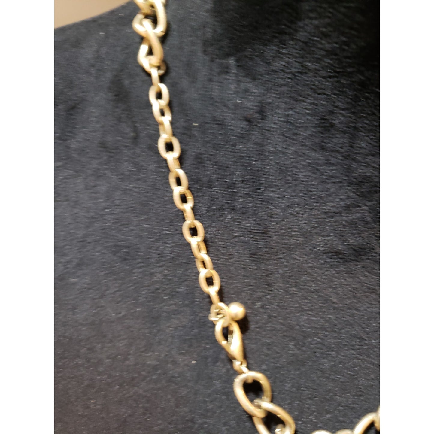 Womens Fashion Gold Tone Threads & Metal Chain Woven Braided Statement Necklace