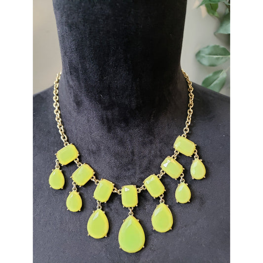 Women's Yellow Statement Necklace Faceted Teardrop Gold Chain Lobster Clasp