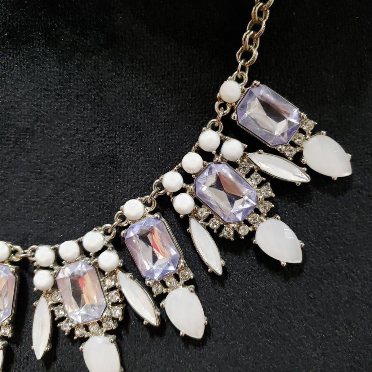 Womens Fashion Gold Tone Clear Crystal Rhinestone Necklace with Lobster Clasp