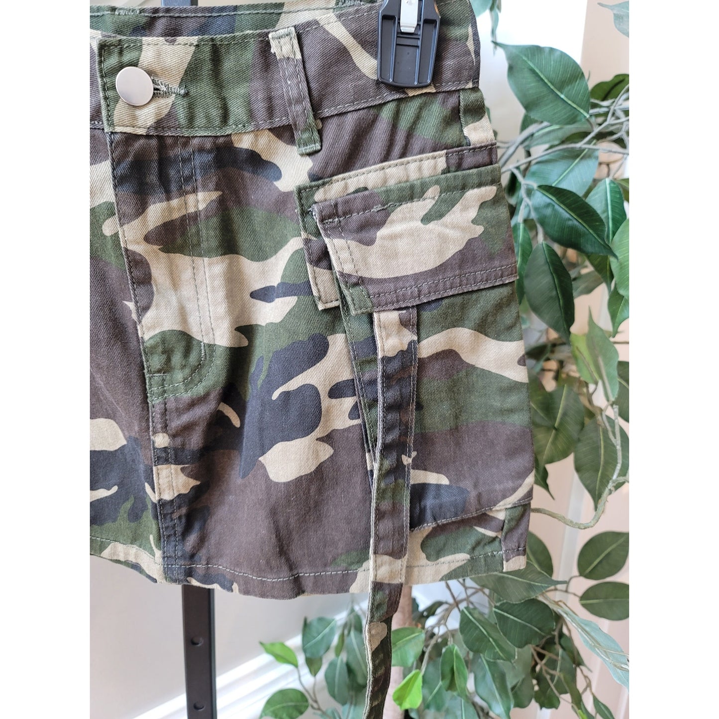 Cargo Skirt Women's Size Small Green Military Style Pockets Cotton Zipper