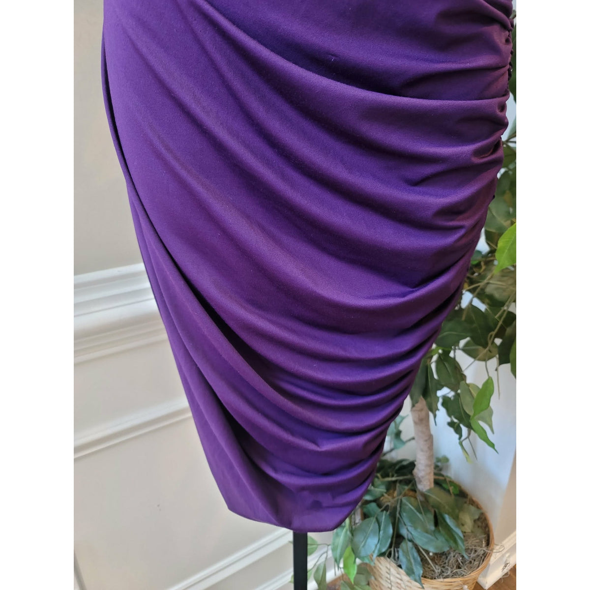 PattyBoutik Bodycon Dress Women's Size Small Purple One Shoulder Polyester