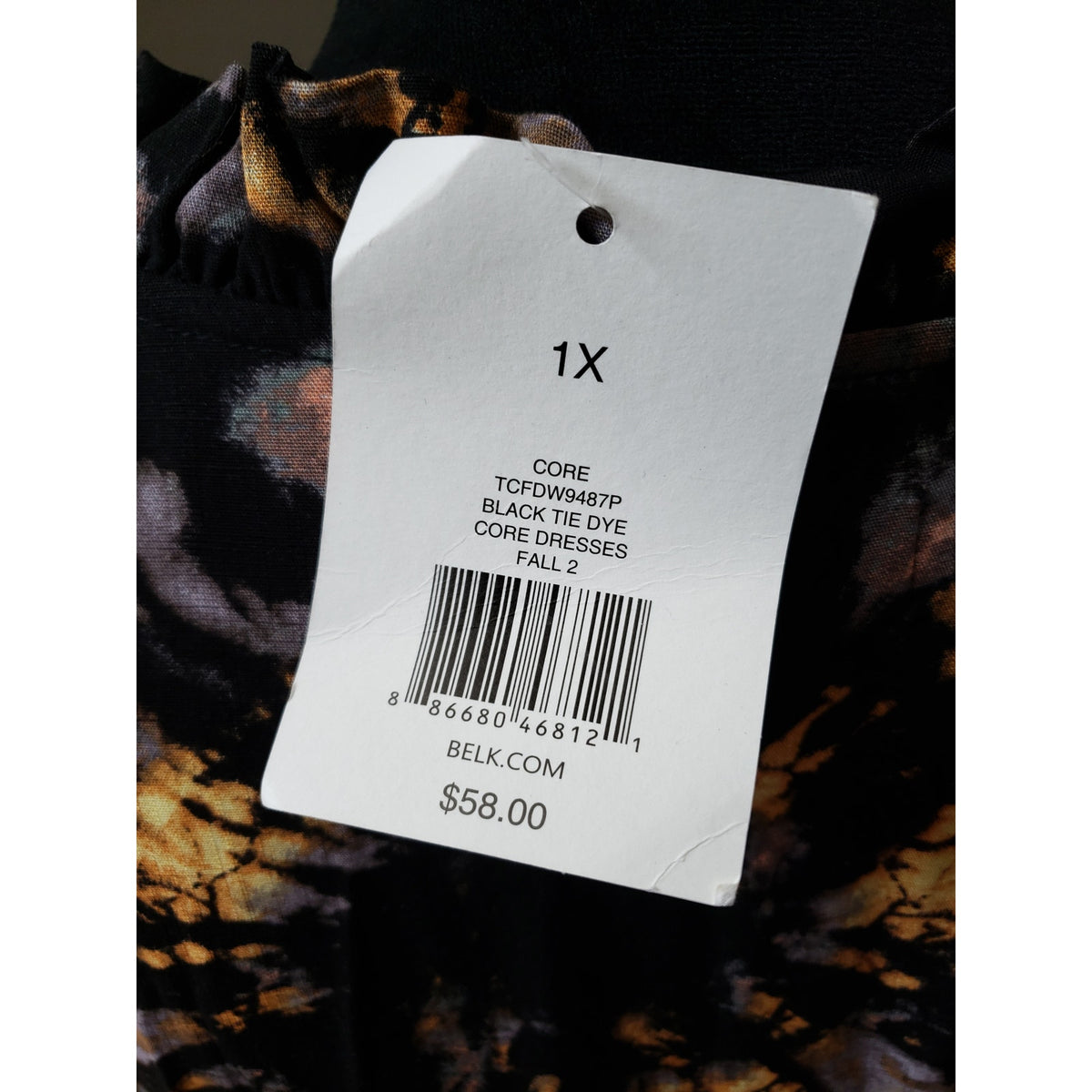 Women's True Craft Black Tie Dye Long Sleeve Dress Size 1X Rayon Fall Style