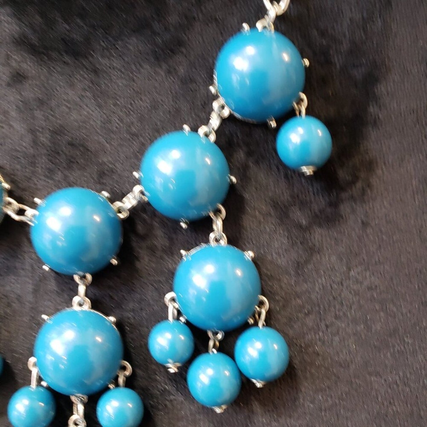Womens Blue Double Round Stone Statement Necklace Jewelry with Lobster Clasp