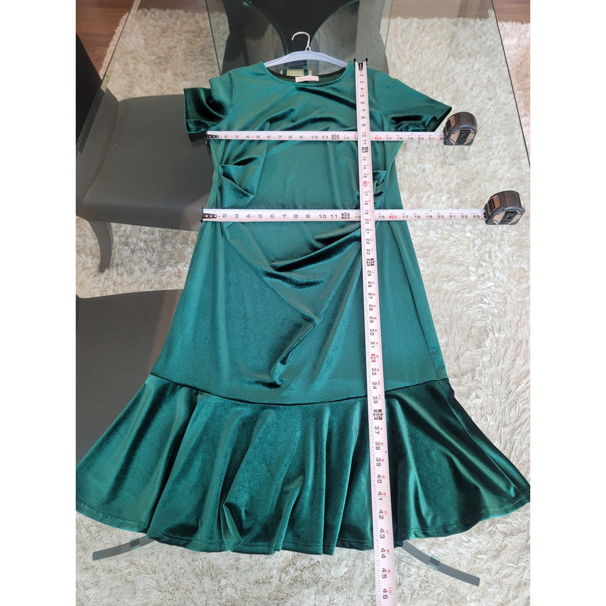 MY Bump Velvet Midi Dress Women's Size X-Large Emerald Green Short Sleeves
