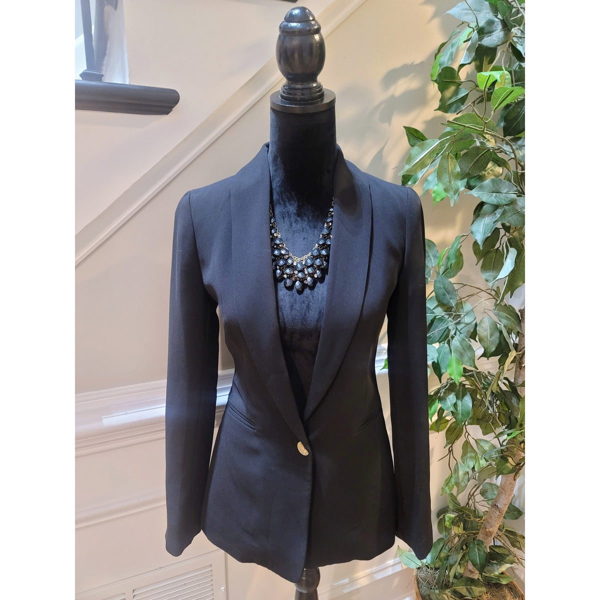 J.Crew Going Out Blazer Women SZ 0 Black Single Button Shawl Collar Besom Pocket