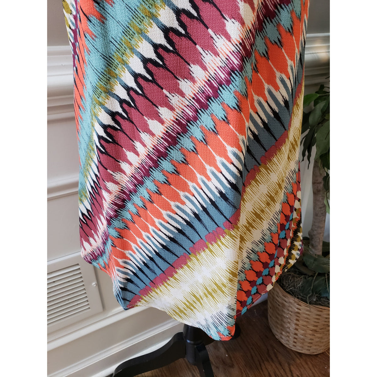 As U Wish Dress Women M Multicolor Sleeveless Ikat Halter Keyhole Boho Chic