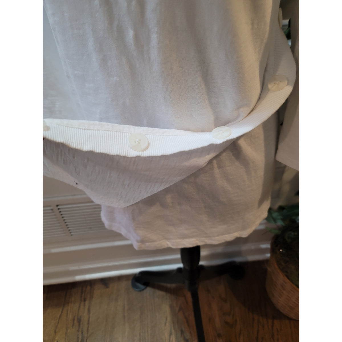 Chico's Ultimate Blouse Women's L White Cotton Crew Neck 3/4 Sleeve Pullover Tee