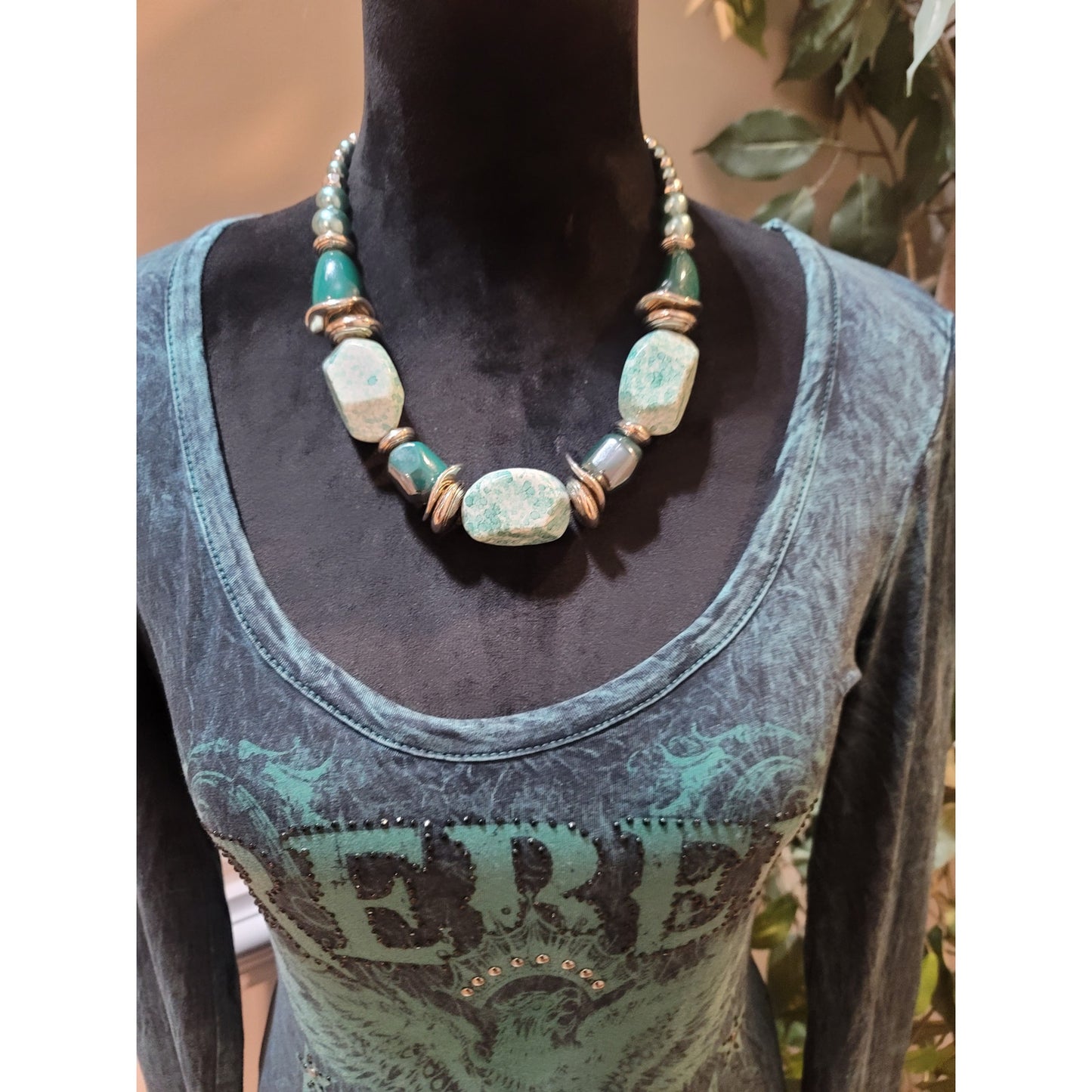 Daytrip Women’s Medium Blue Rebel Nation Graphic Long Sleeve Burnout Tee Shirt