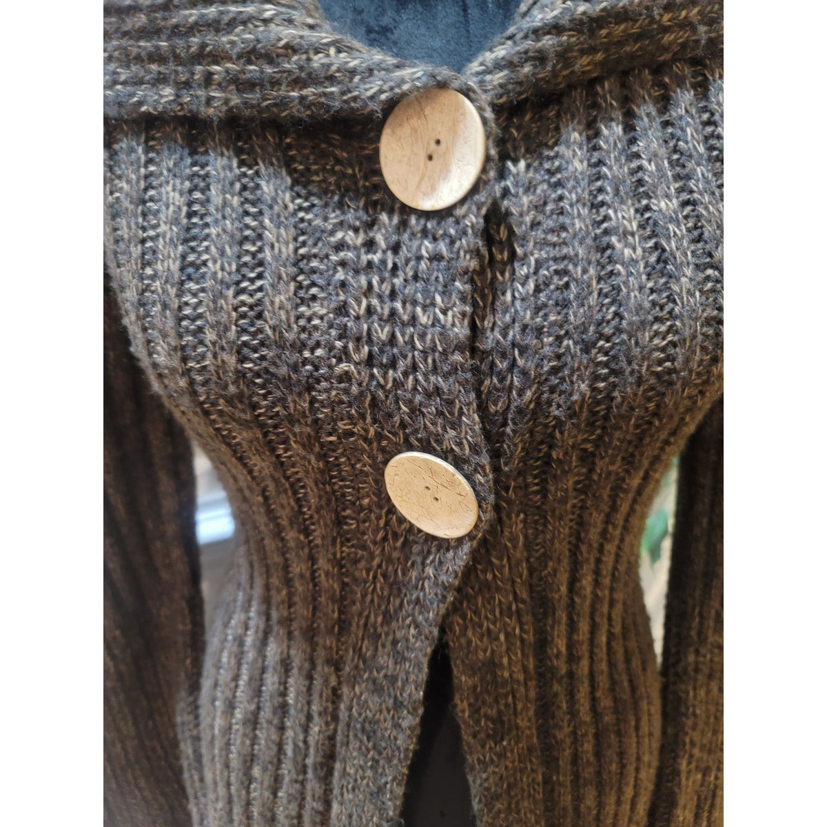 No Boundaries Long Cardigan Jacket Women's Large Brown Button Front Long Sleeve