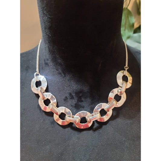 Womens Silver Link Circle Chain Necklace With Lobster Claw Lock Jewelry