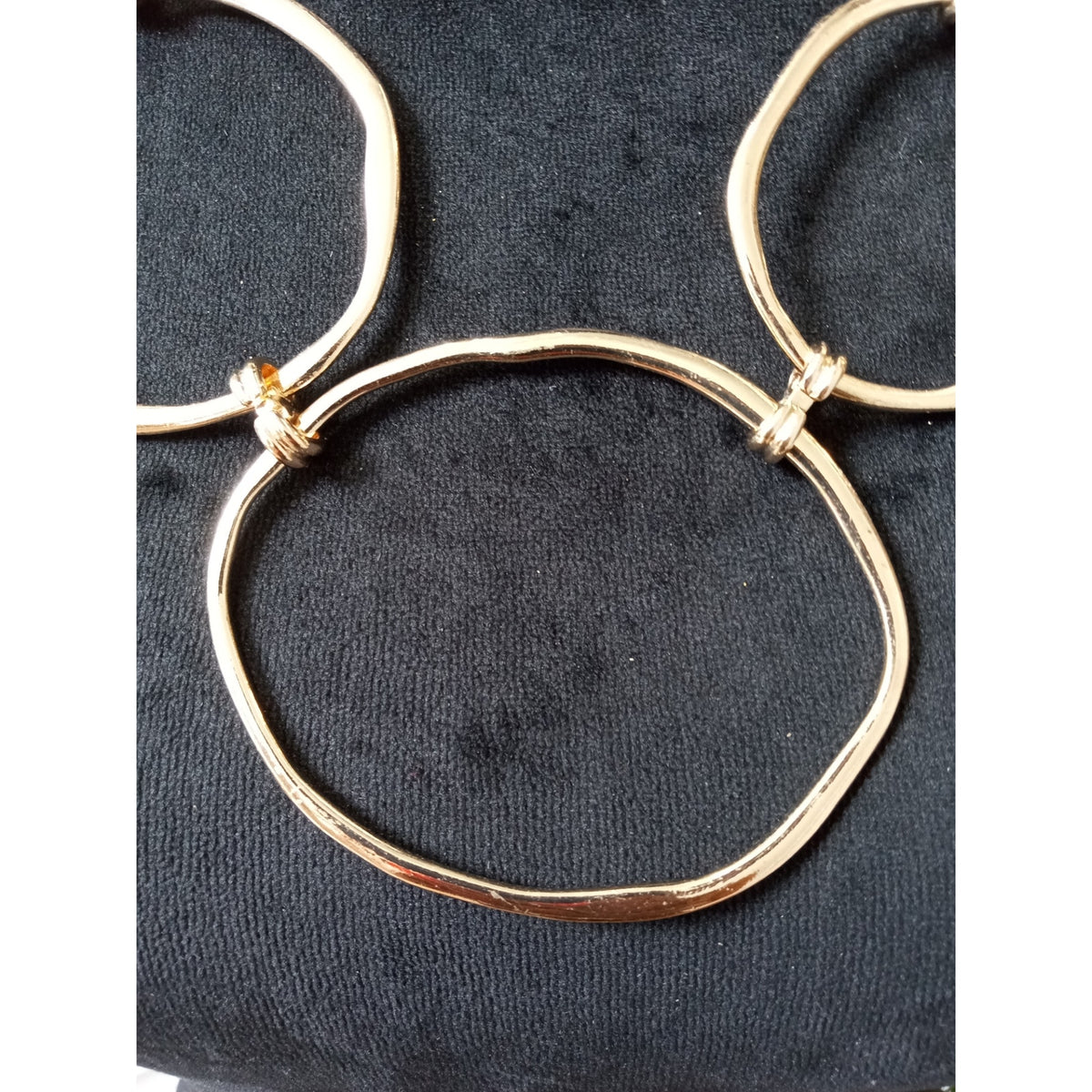 Gold Tone Oversized Open Circle Link Statement Necklace Modern Geometric Collar