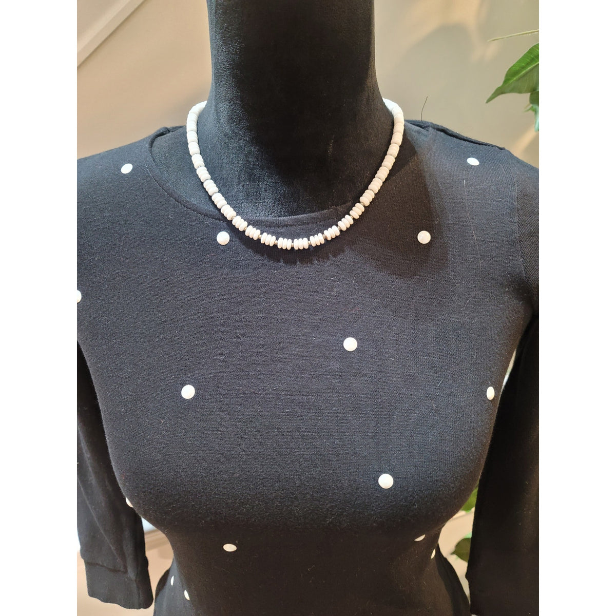 Epic Threads Pullover Sweater Women Small Black Polka Dot Pleated Hem 3/4 Sleeve