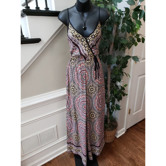 Xhilaration Jumpsuit Womens XS Multi Floral Wide Leg Tie Hippie Adjustable Strap