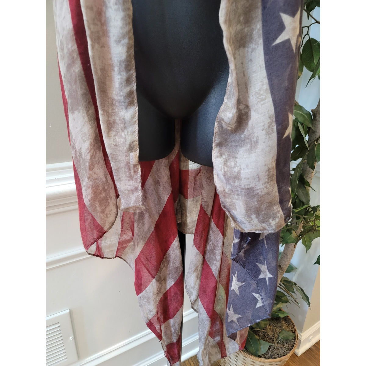 4th of July USA Flag Sheer Vest Women's Chest Large Multicolor Sleeveless