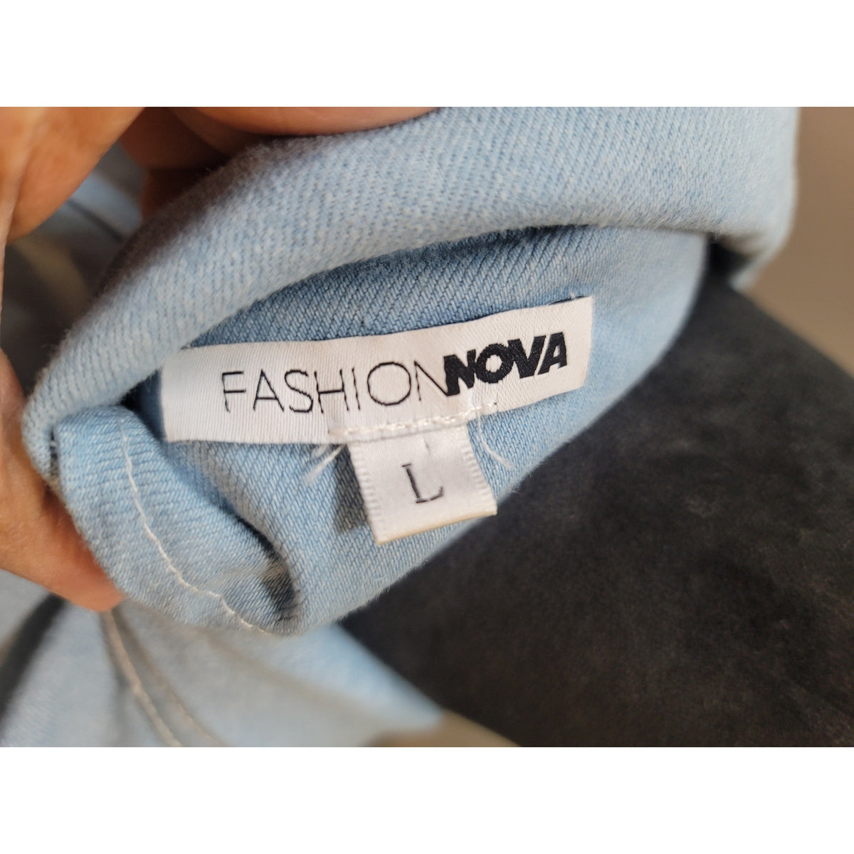 Fashion Nova Blazer Jacket Women's Large Blue Button Double Breasted Welt Pocket