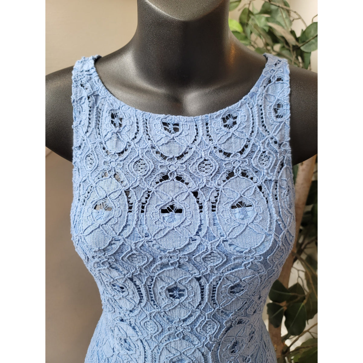 BB Dakota Dress Women Size 4 Blue Lace Sleeveless Fit and Flare Party Cocktail