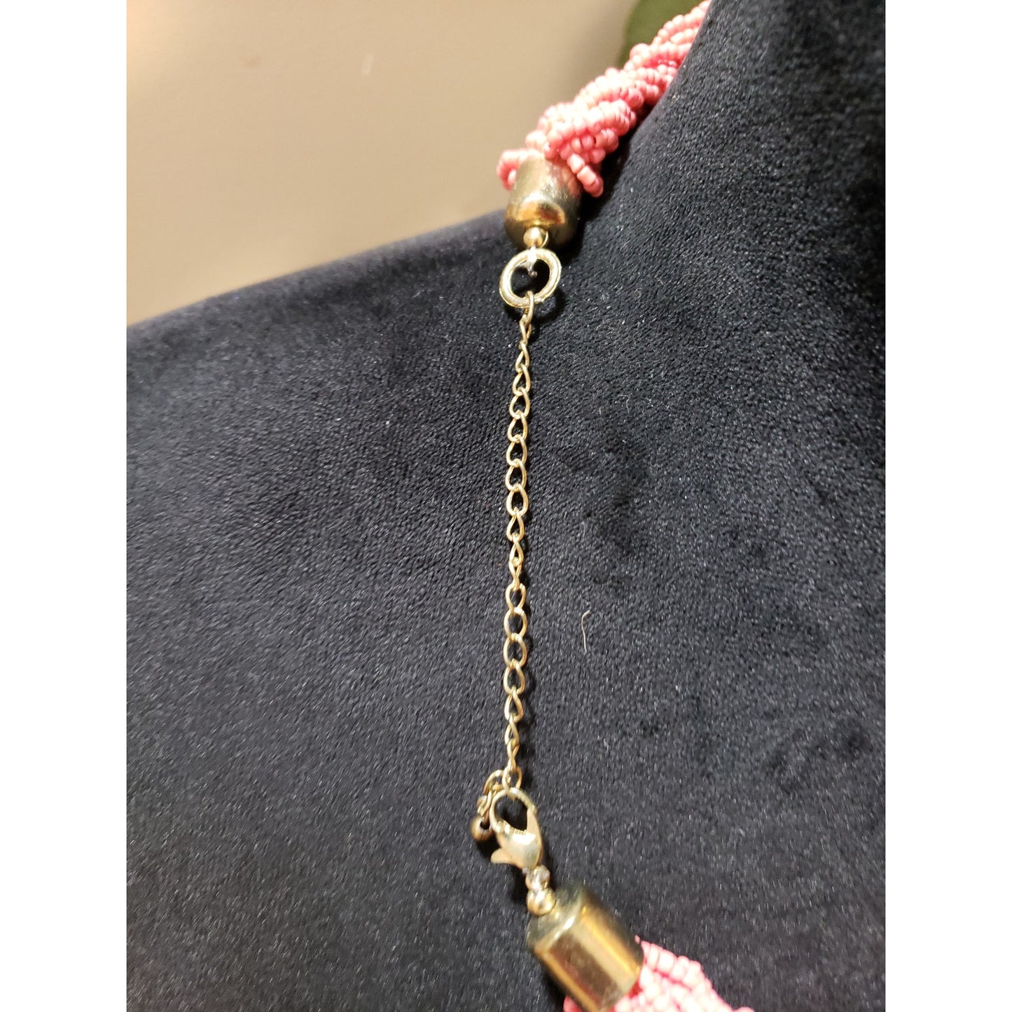 Womens Fashion Multilayer Pink Seed Beads Twist Braided Bold Choker Necklace