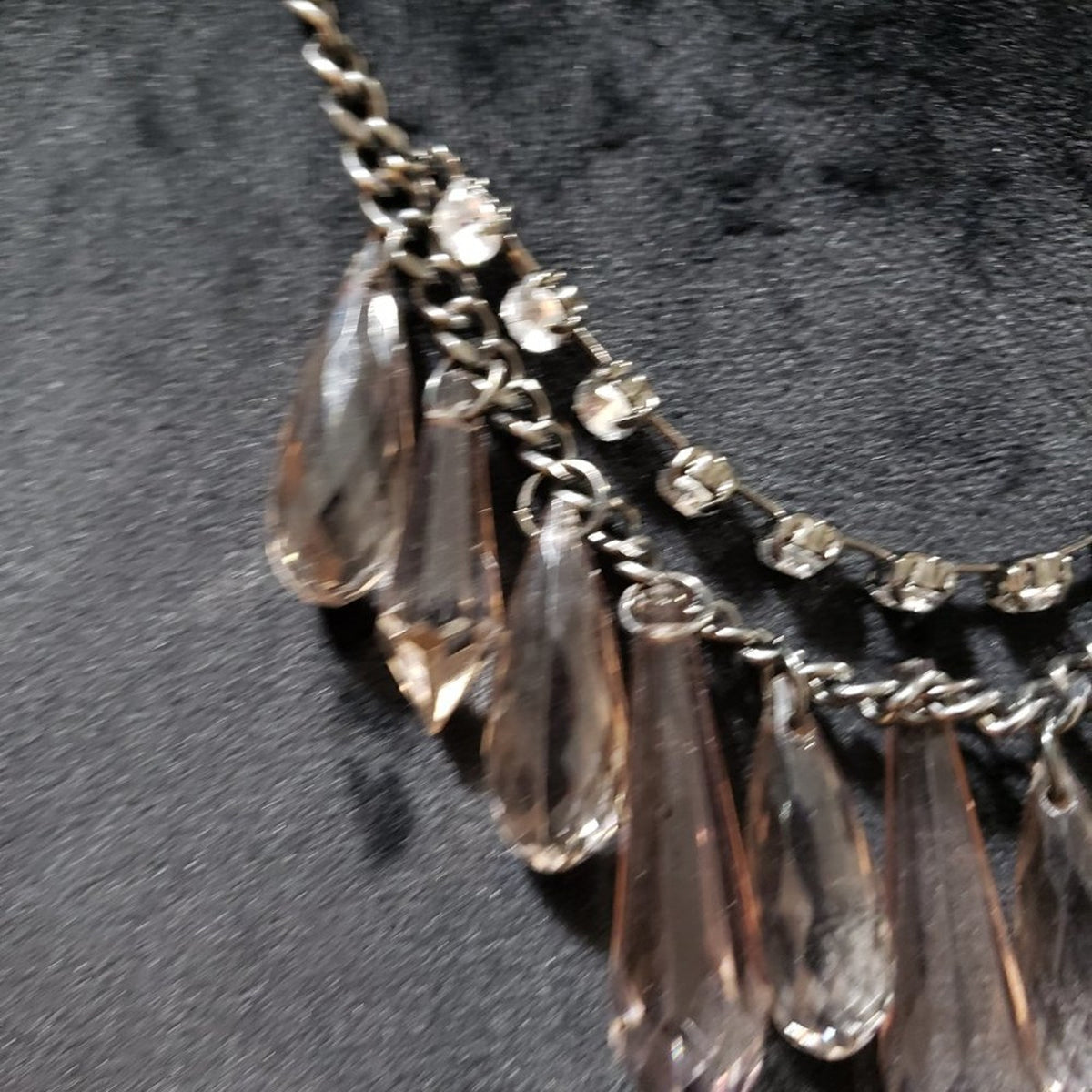 Womens Clear Faceted Bicone Beads Rhinestones Collar Necklace with Lobster Clasp