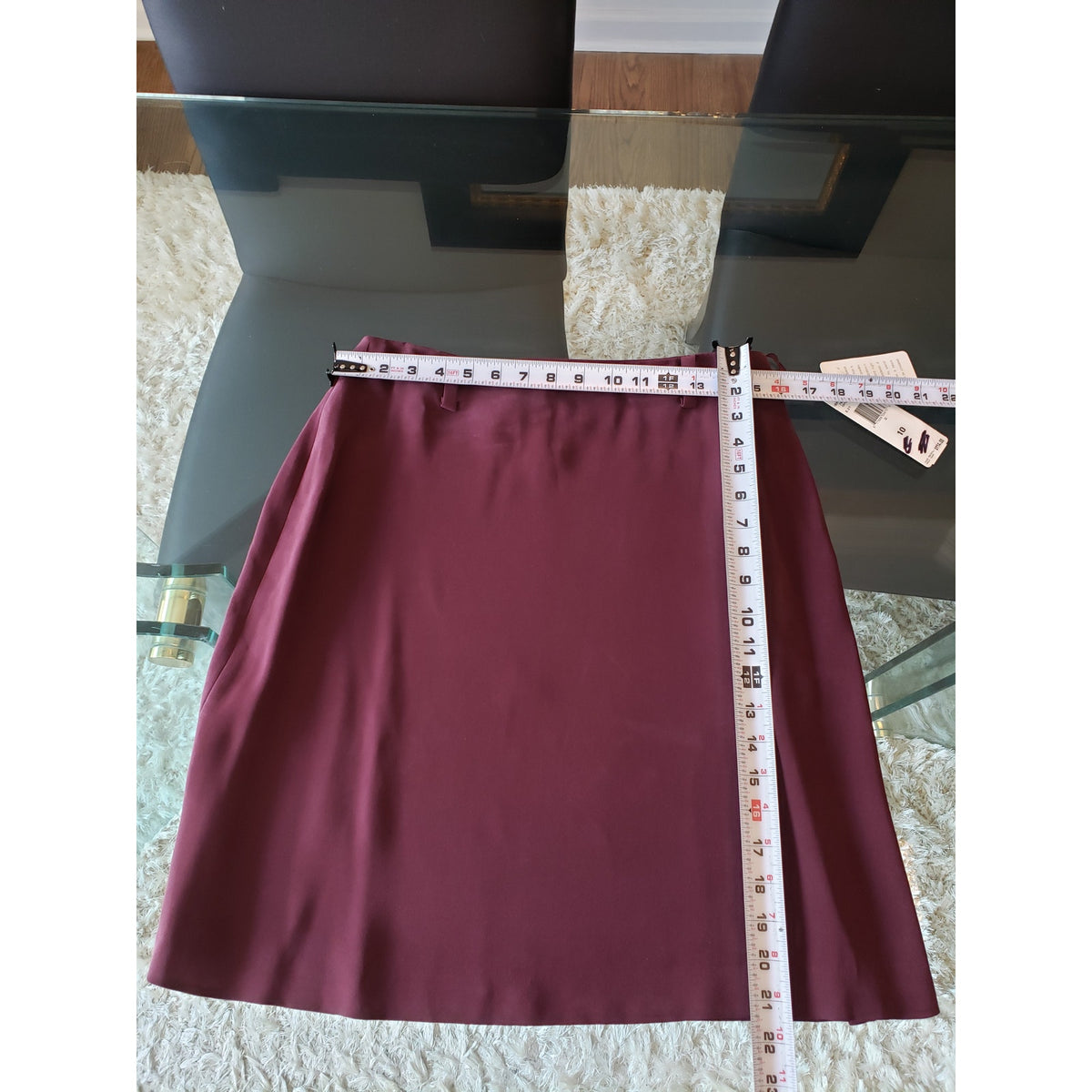 Jones New York 2 Piece Skirt Suit Silk 10 Burgundy Single Breasted 1 Button