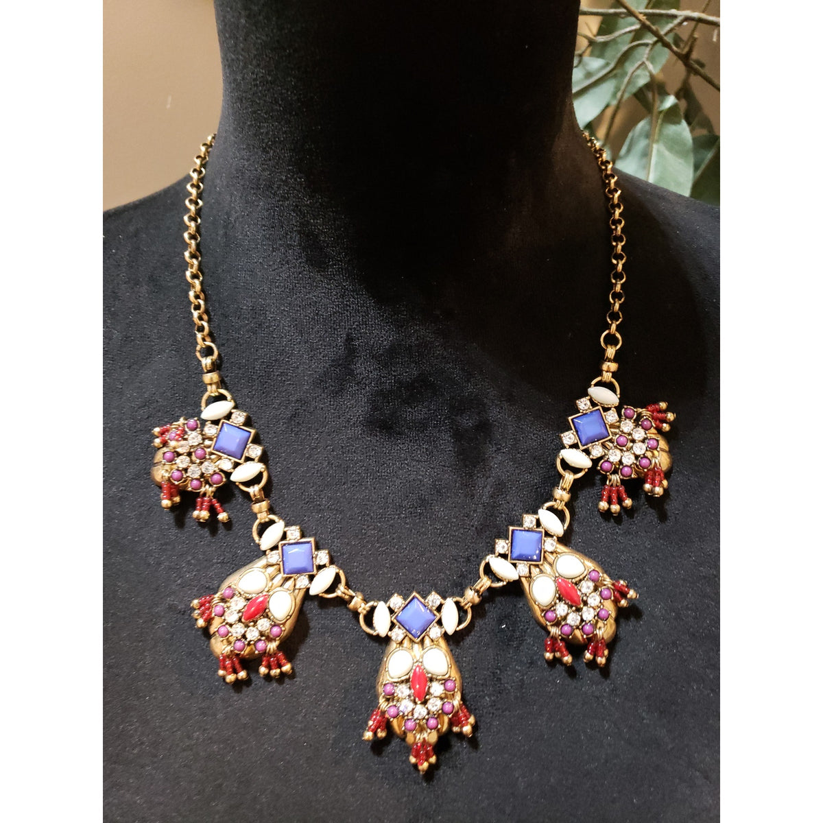 Vintage Tribal Chunky Beaded Movable Tassel Egyptian Style Necklace