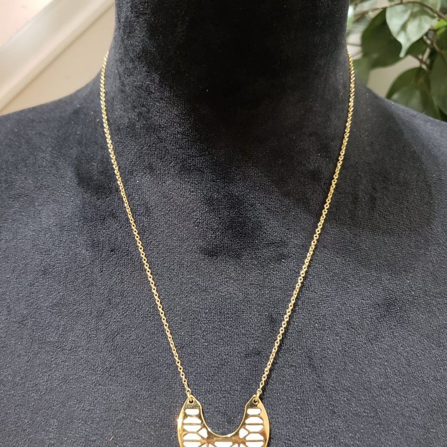 Stella & Dot Womens Gold Turquoise Blue Reversible Chain Necklace