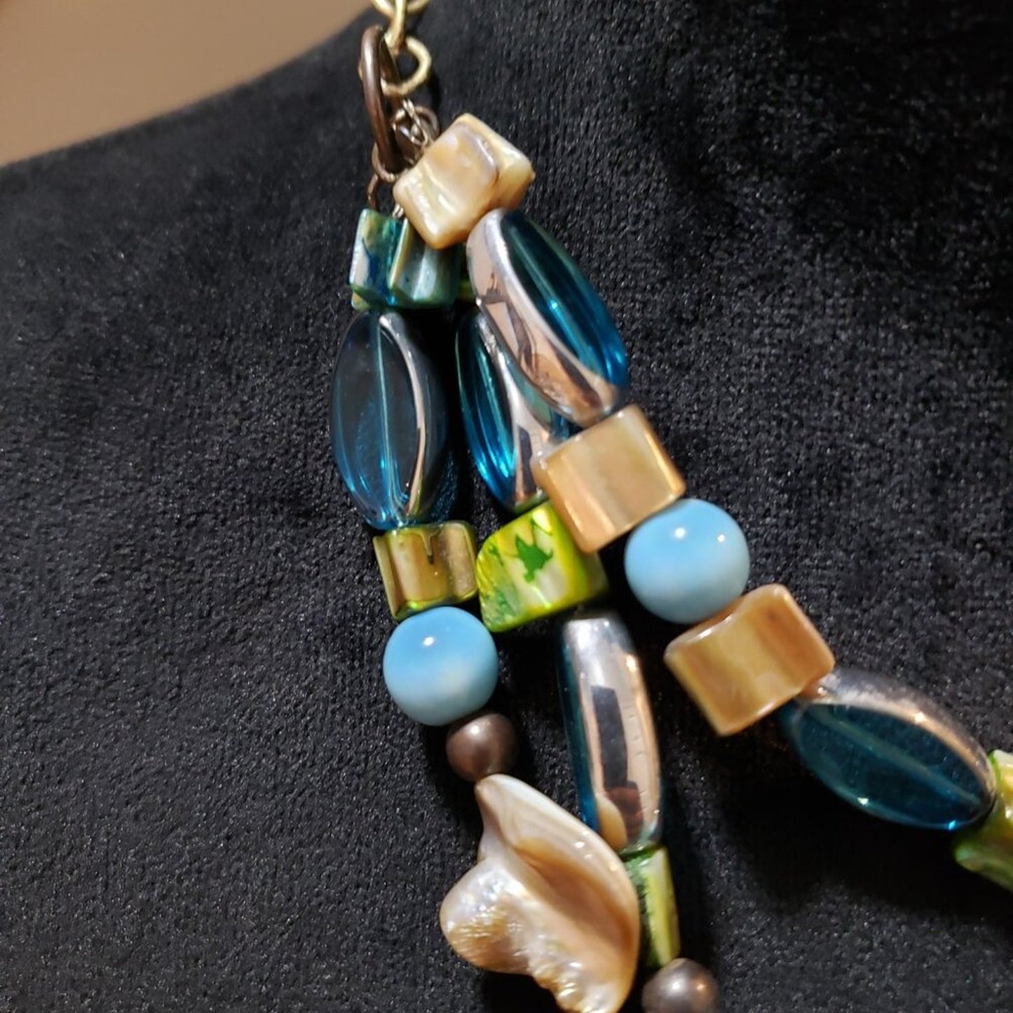 Womens Multicolor Stone Beaded 3 Layer Necklace Jewelry with Lobster Clasp