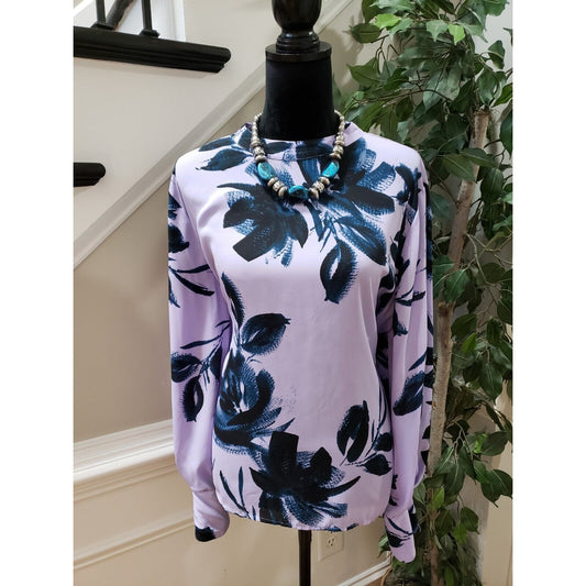 Worthington Women's Purple 100% Polyester Crew Neck Long Sleeve Top Blouse XXL