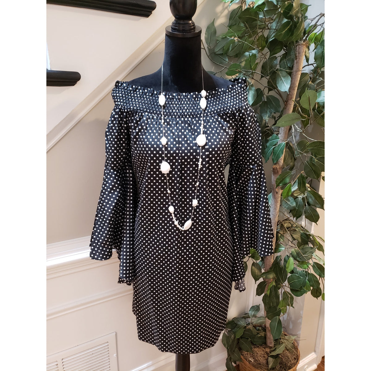 New York & Company Fit & Flare Dress Womens Size S Black Cotton Flared Sleeve
