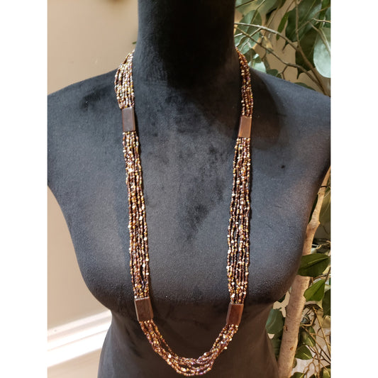 Women Fashion Chunky Multi-Layered/Color Glass Seed Beaded Long Necklace Jewelry