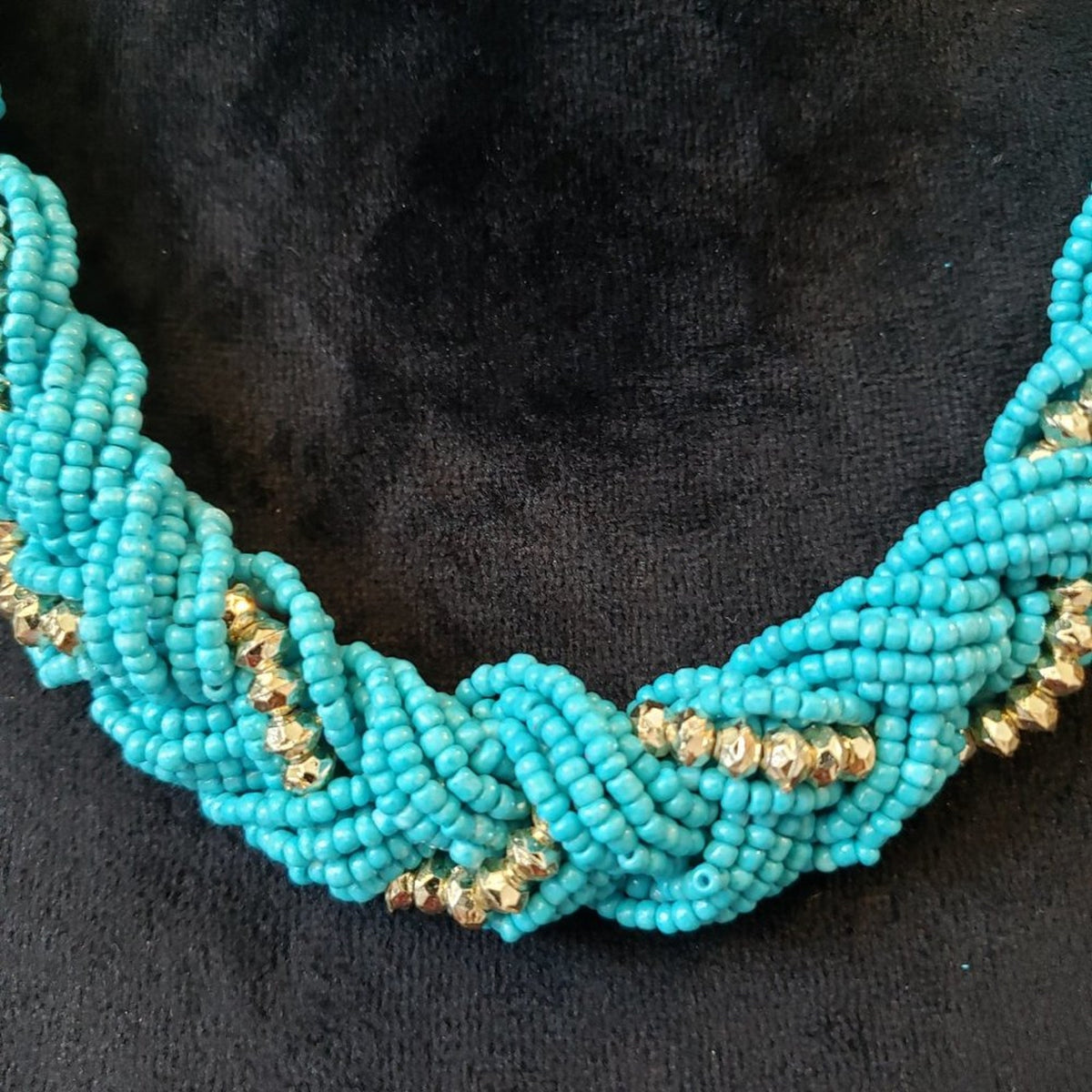 Womens Fashion Turquoise Choker Small Beaded Collar Necklace with Lobster Clasp
