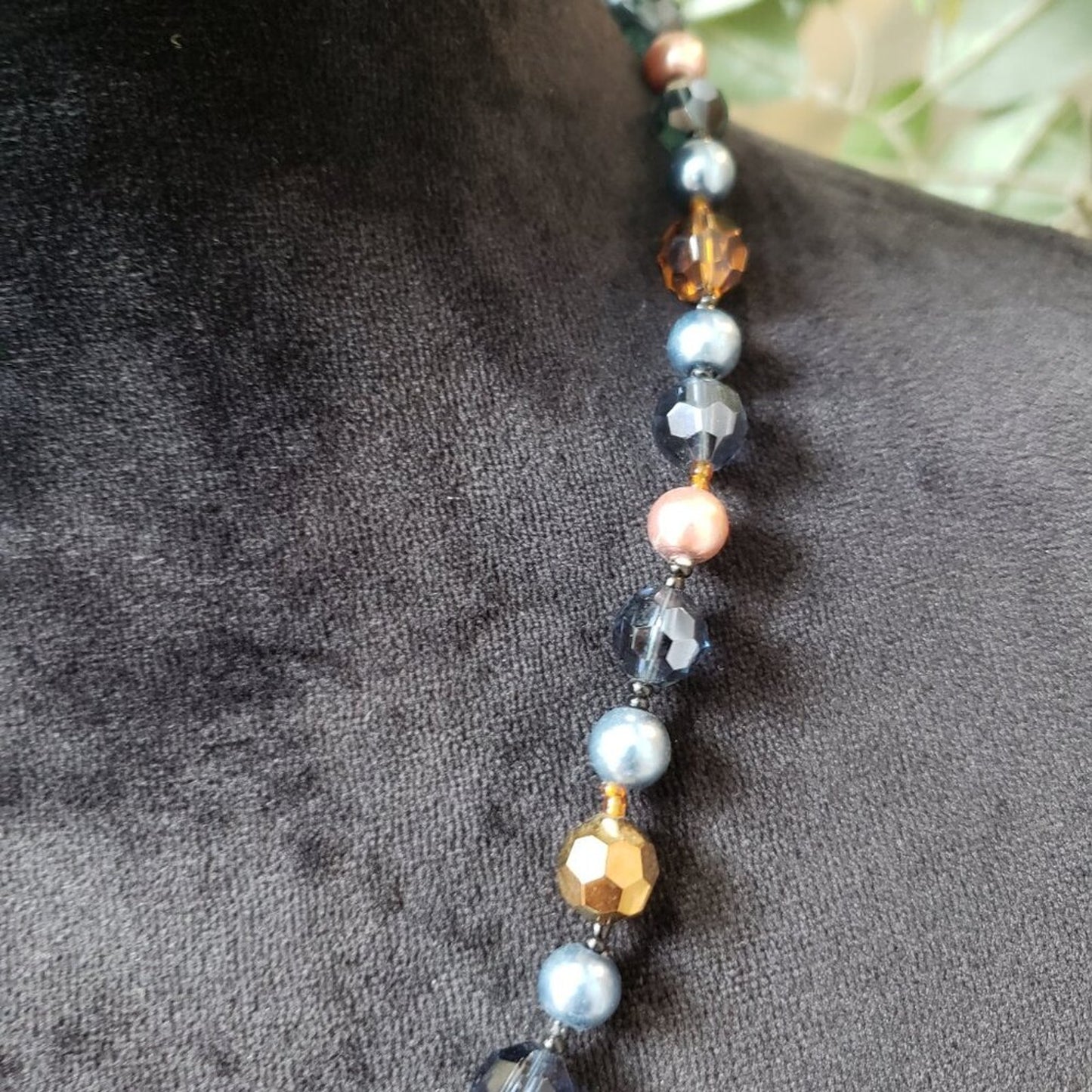 Womens Multicolor Crystel and Pearl Beaded Necklace Jewelry with Lobster Clasp
