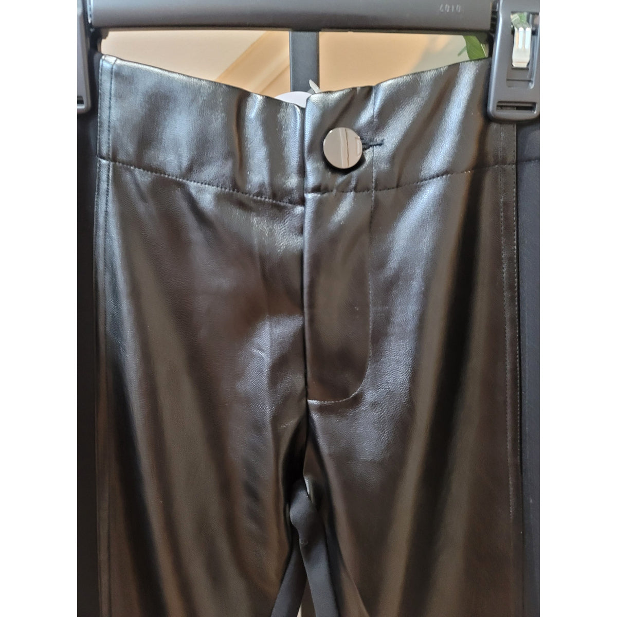 Gracia Skinny Pant Women's Small Black Front Faux Leather Panel Zipper Pockets